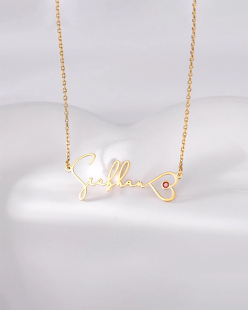 Nayab Personalized Heart Name Necklace With Birthstone