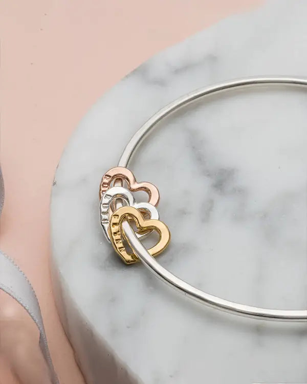 Personalised Heart Charm Bangle