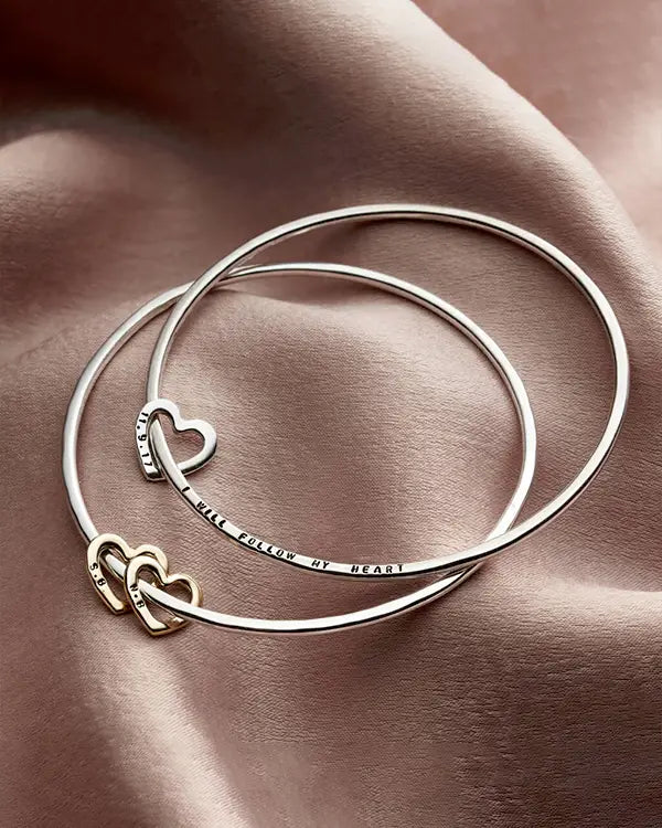 Personalised Heart Charm Bangle