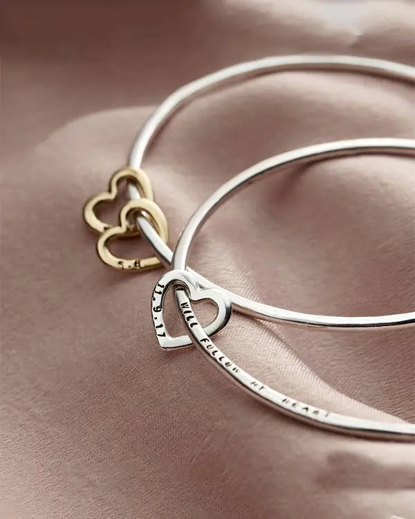 Personalised Heart Charm Bangle