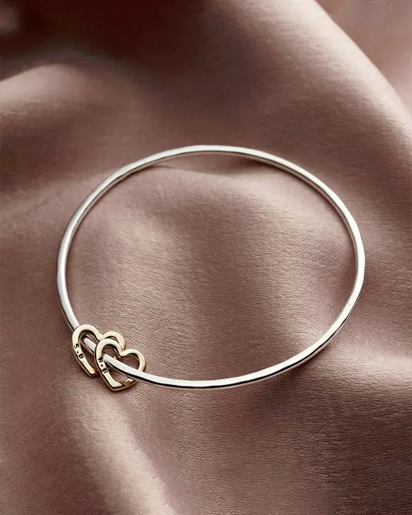 Personalised Heart Charm Bangle
