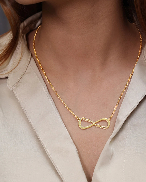 Personalised Two Name Infinity Pendant