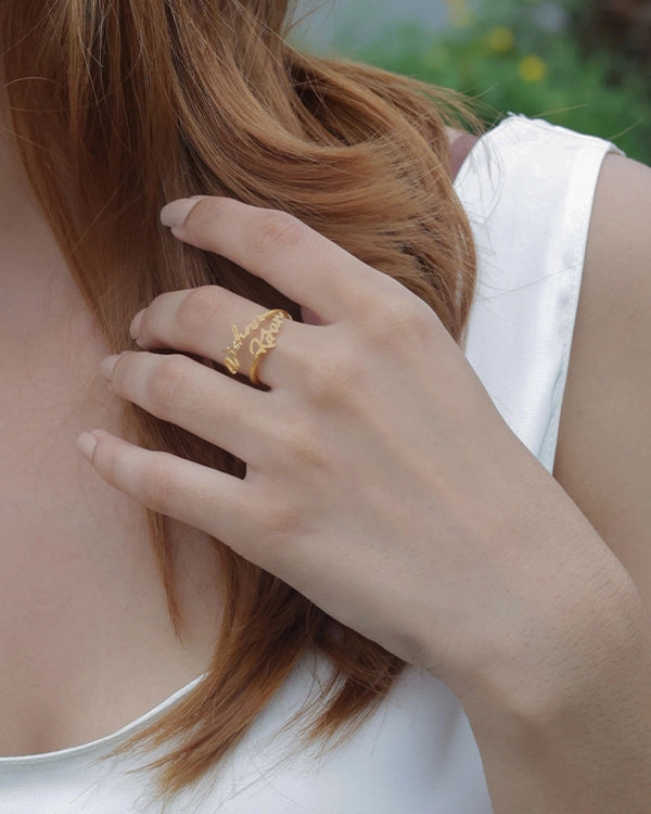 Personalised Two Name Ring