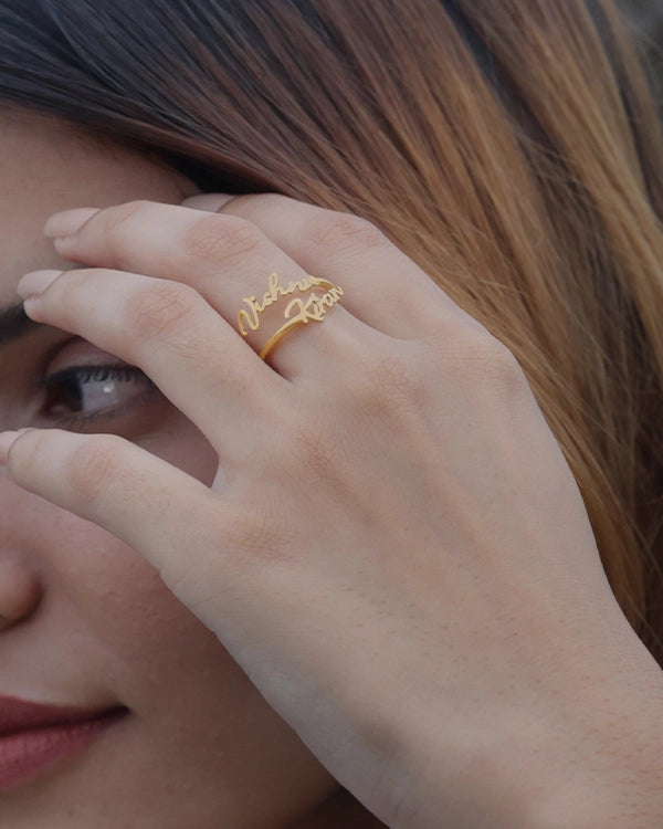 Personalised Two Name Ring