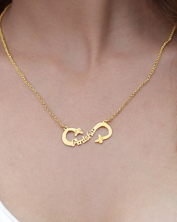 Personalized 925 Sterling Silver Shiny Crystal Name Layer Necklace With Butterfly