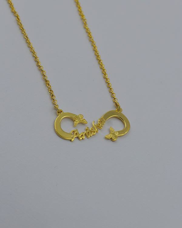 Personalized 925 Sterling Silver Shiny Crystal Name Layer Necklace With Butterfly