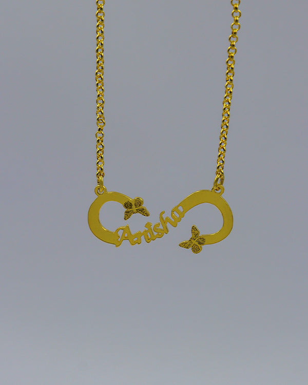 Personalized 925 Sterling Silver Shiny Crystal Name Layer Necklace With Butterfly