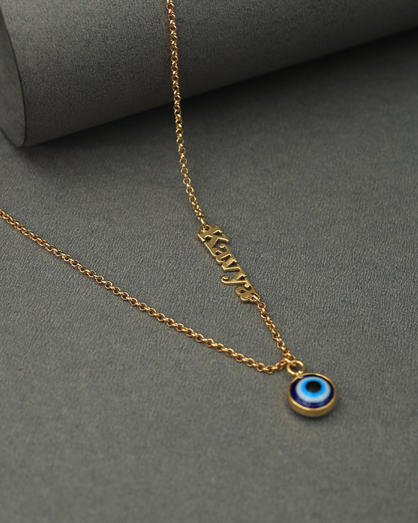 Nayab Personalized 925 Sterling Silver Sideway Name Necklace With Evil Eye