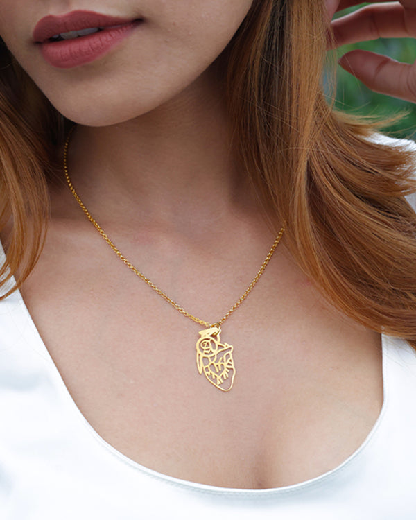Personalized Human Heart Initials Necklace