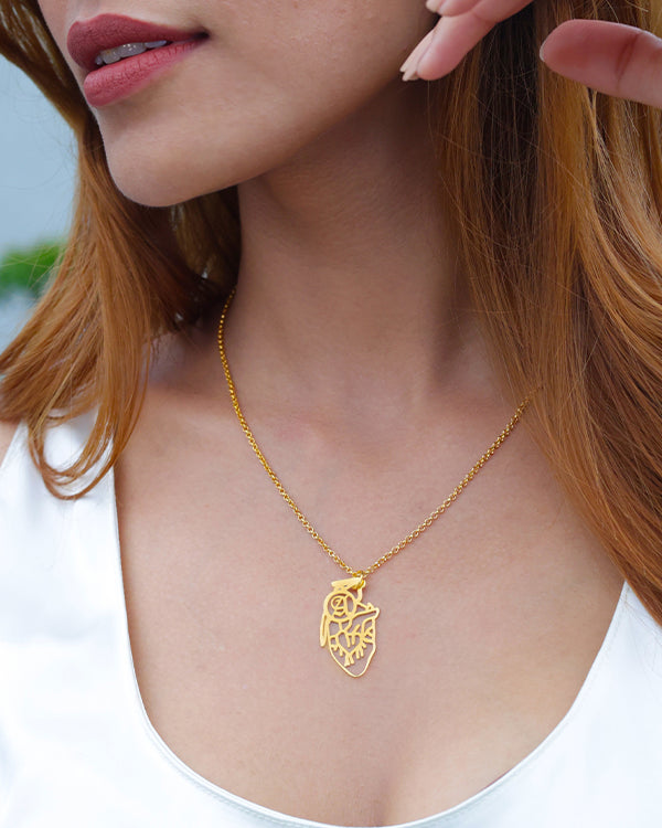 Personalized Human Heart Initials Necklace