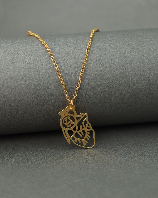 Personalized Human Heart Initials Necklace