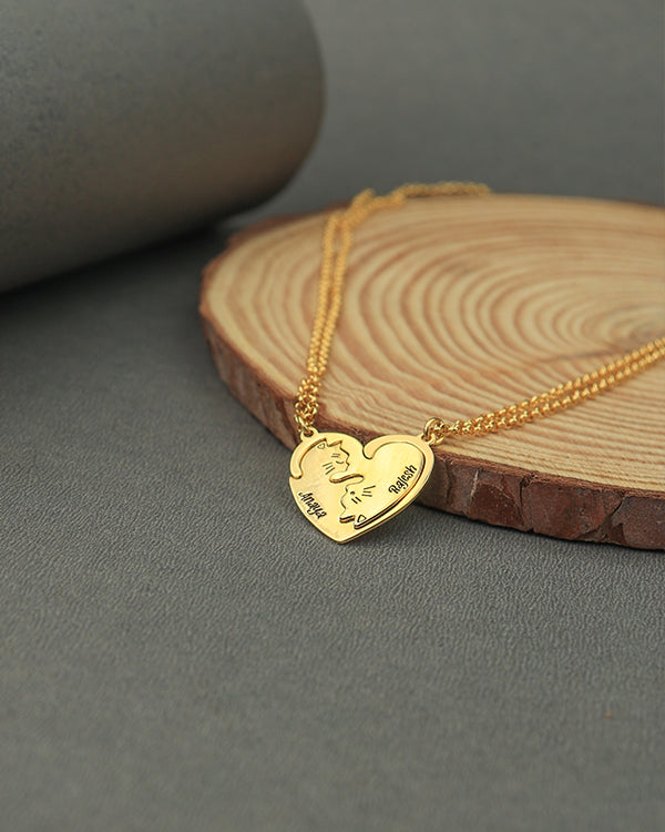 Nayab Personalized Two Cat Puzzle Necklace