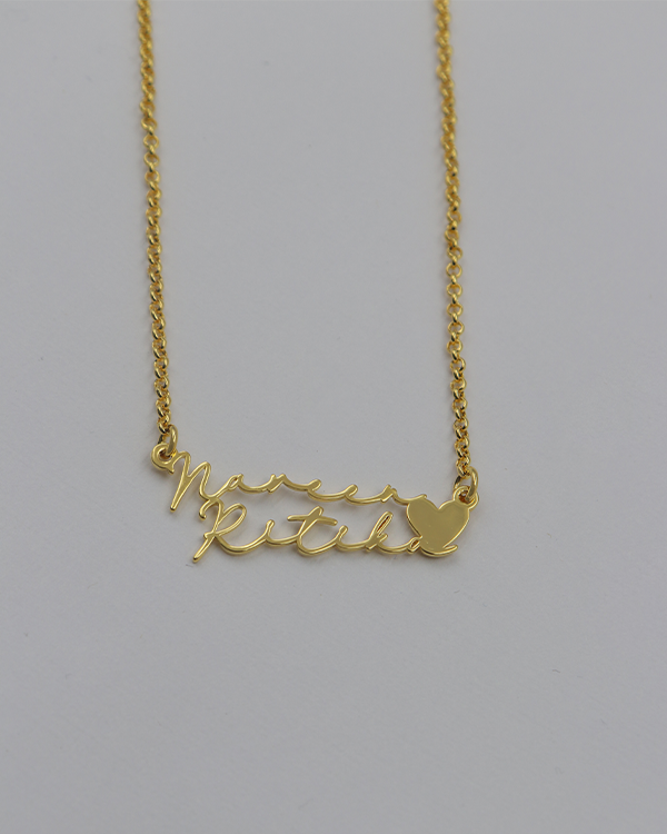 Nayab Personalized Two Cursive Name Necklace With Heart