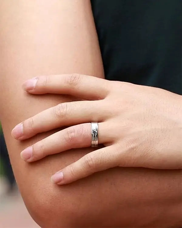 925 Sterling Silver Couple Engrave Love Quotes Rings