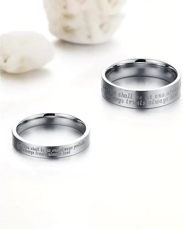 925 Sterling Silver Couple Engrave Love Quotes Rings