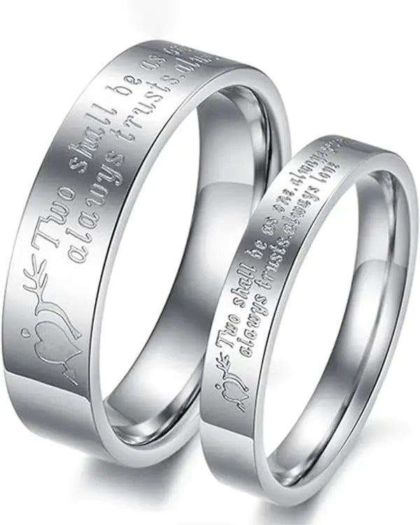 925 Sterling Silver Couple Engrave Love Quotes Rings