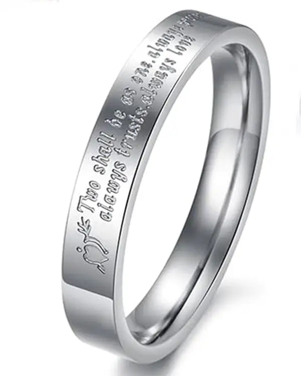 925 Sterling Silver Couple Engrave Love Quotes Rings