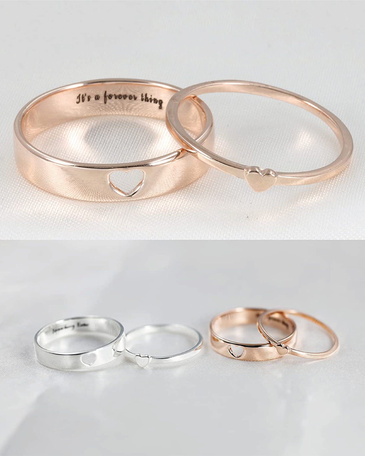 Heart Matching Rings For Him And Her