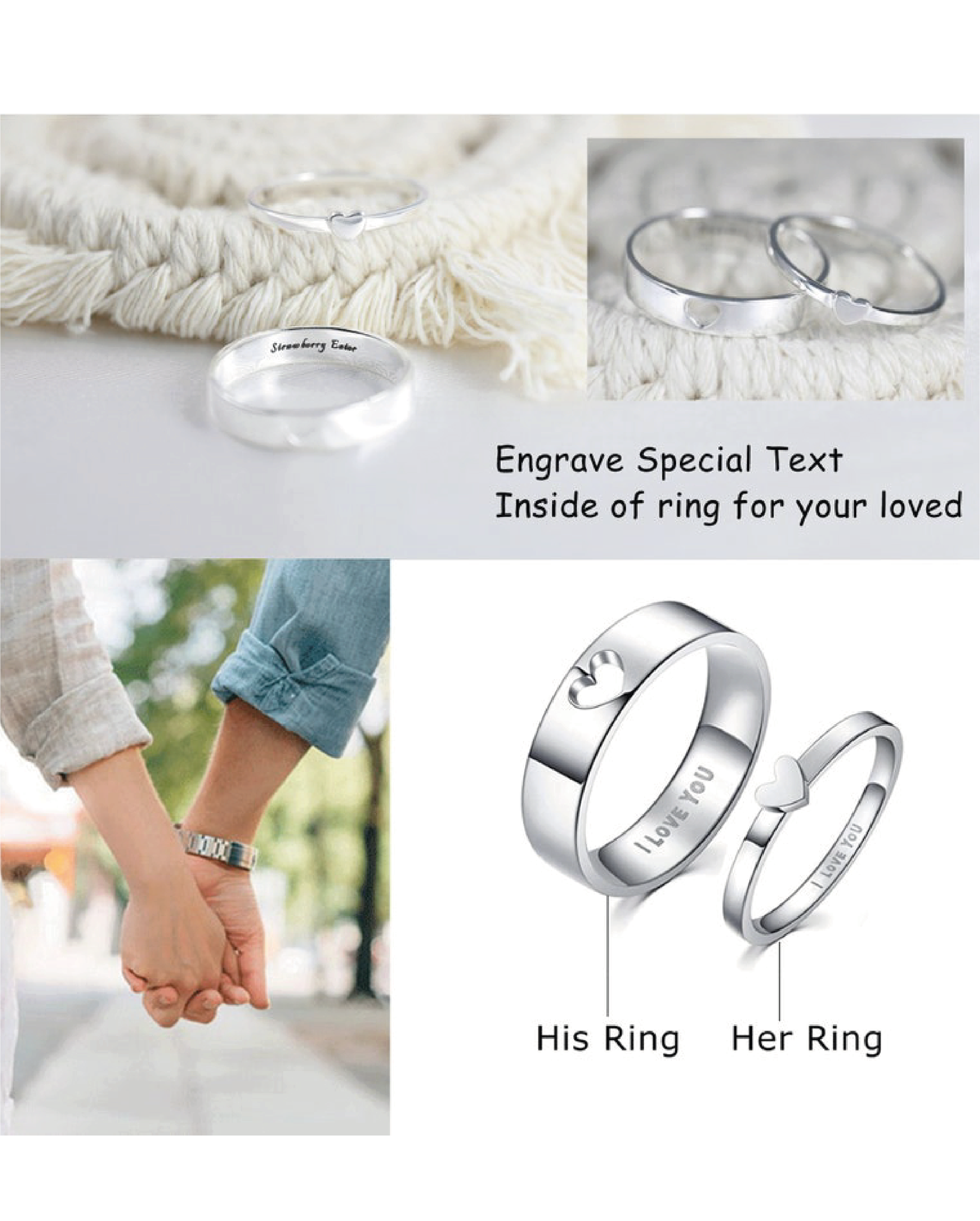 Heart Matching Rings For Him And Her