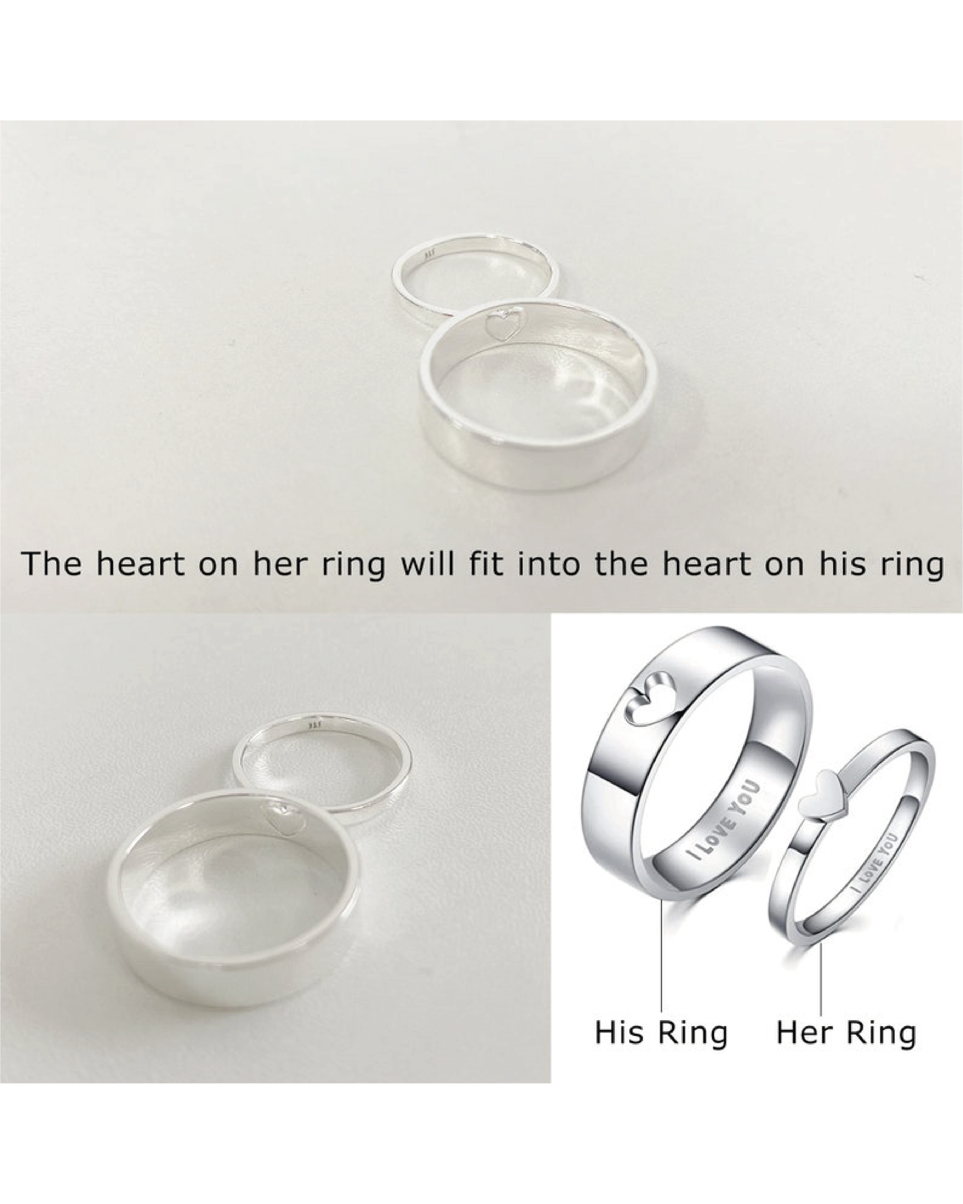 Heart Matching Rings For Him And Her