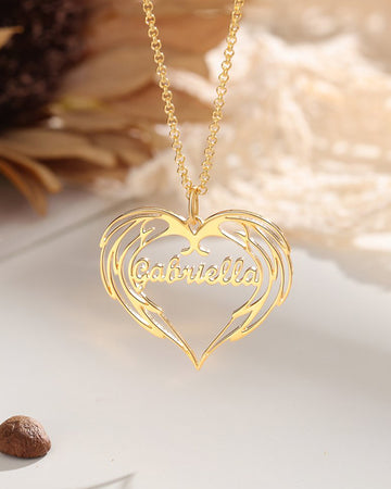 Personalised Wings Heart Pendant