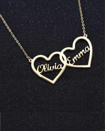 Double Heart Double Initial Pendant