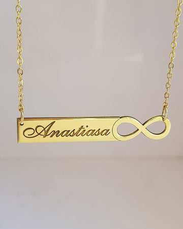 Personalised Plate And Infinity Necklace