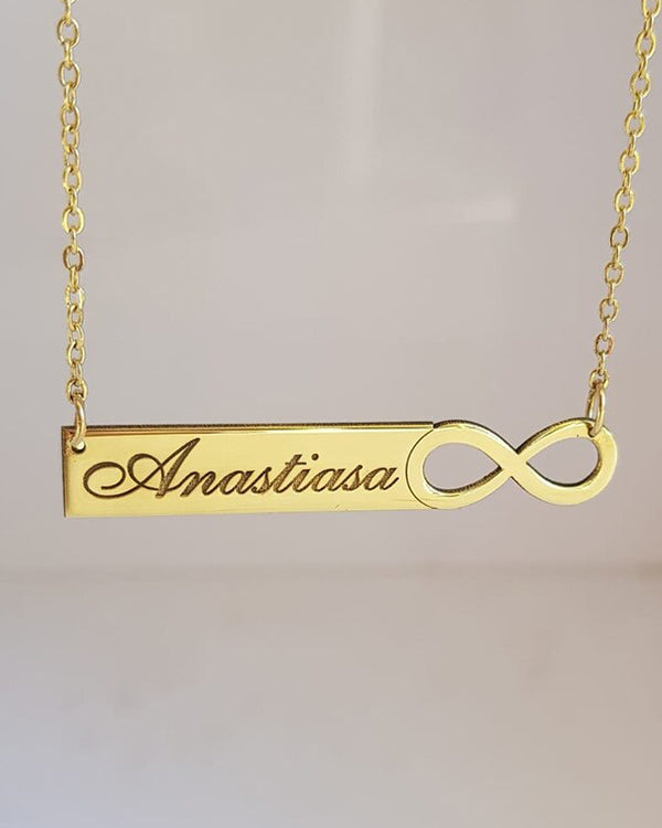 Personalised Plate And Infinity Necklace