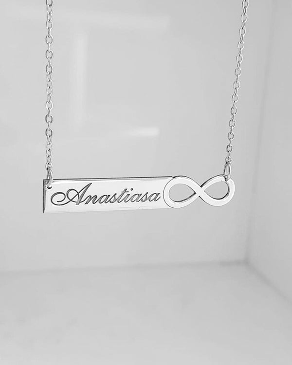 Personalised Plate And Infinity Necklace