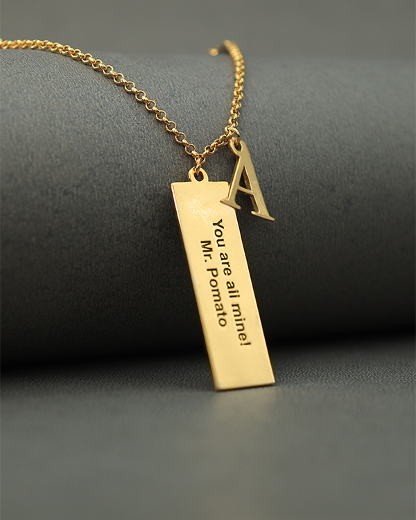 Personalised Tiny Tag Necklace With Initial