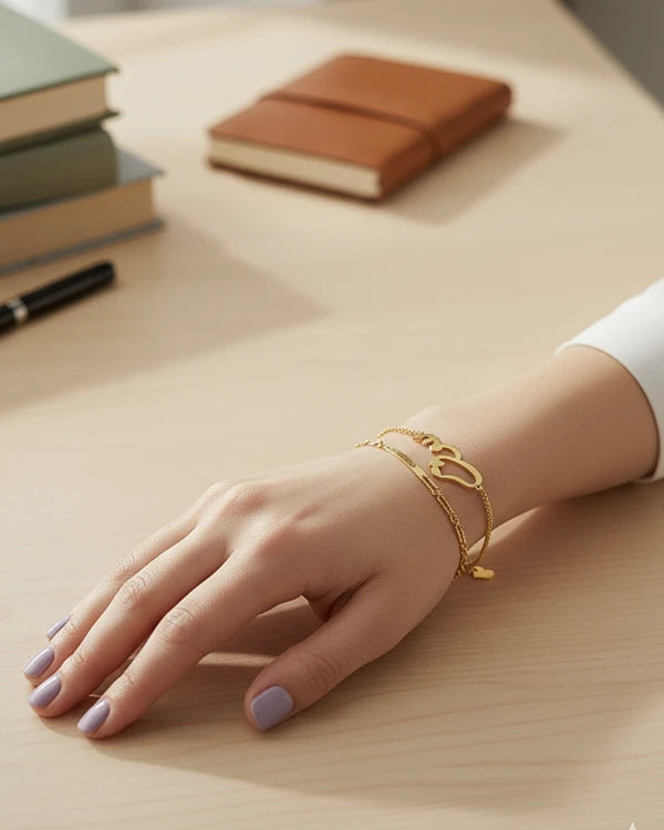 Arabic Name Bracelet With Heart Charm