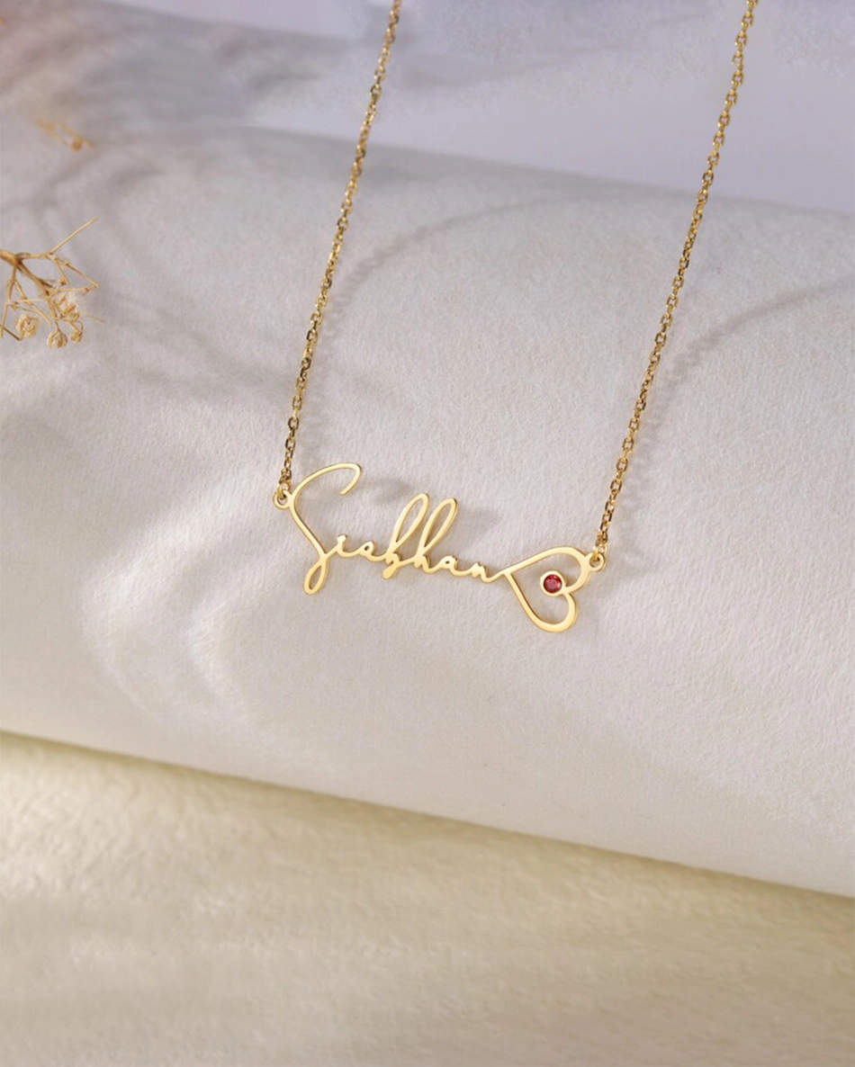 Nayab Personalized Heart Name Necklace With Birthstone