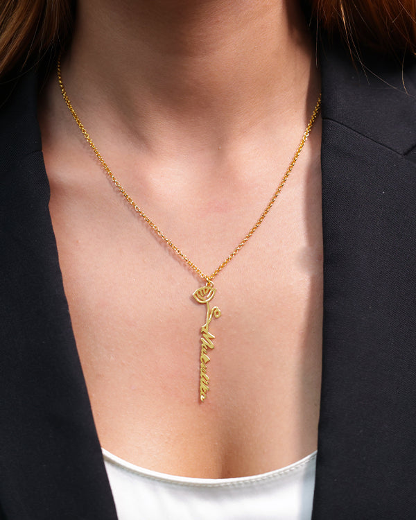 Custom Name Necklace With Birth Flower