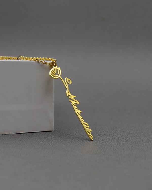 Custom Name Necklace With Birth Flower