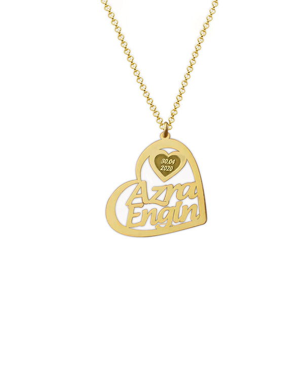 Personalised Two Name Couple Heart Necklace