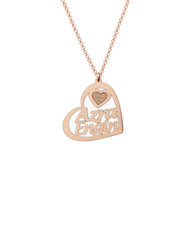 Personalised Two Name Couple Heart Necklace