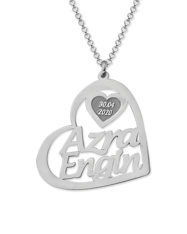 Personalised Two Name Couple Heart Necklace