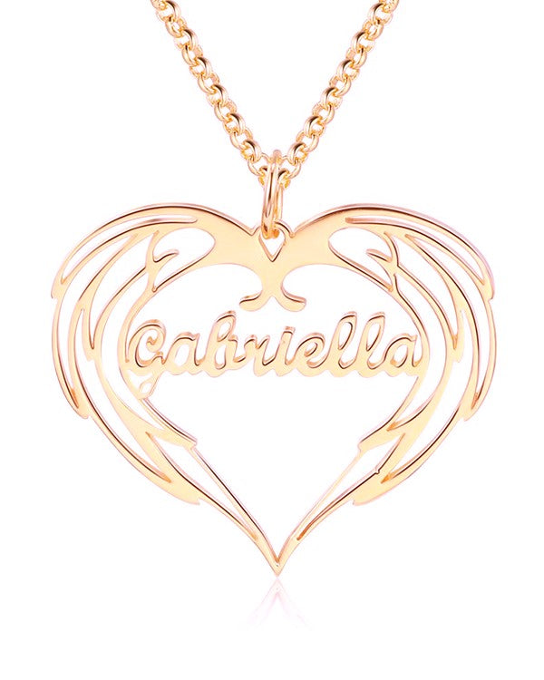 Personalised Wings Heart Pendant