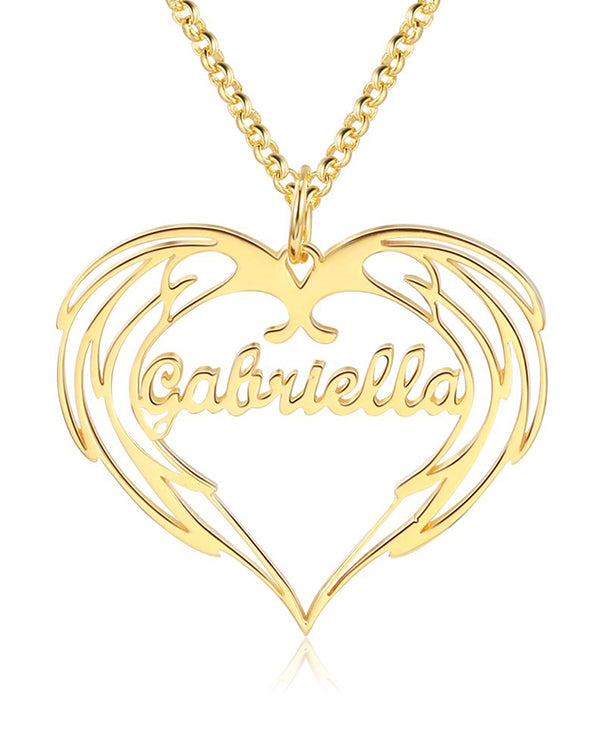 Personalised Wings Heart Pendant