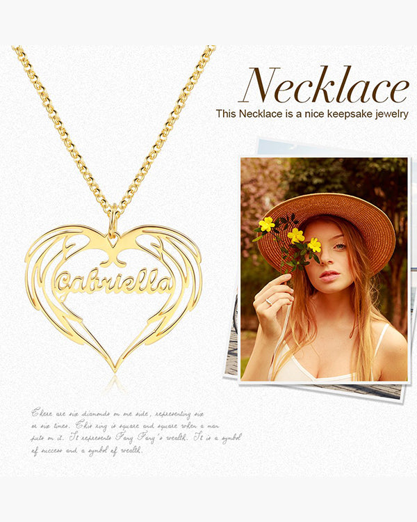 Personalised Wings Heart Pendant