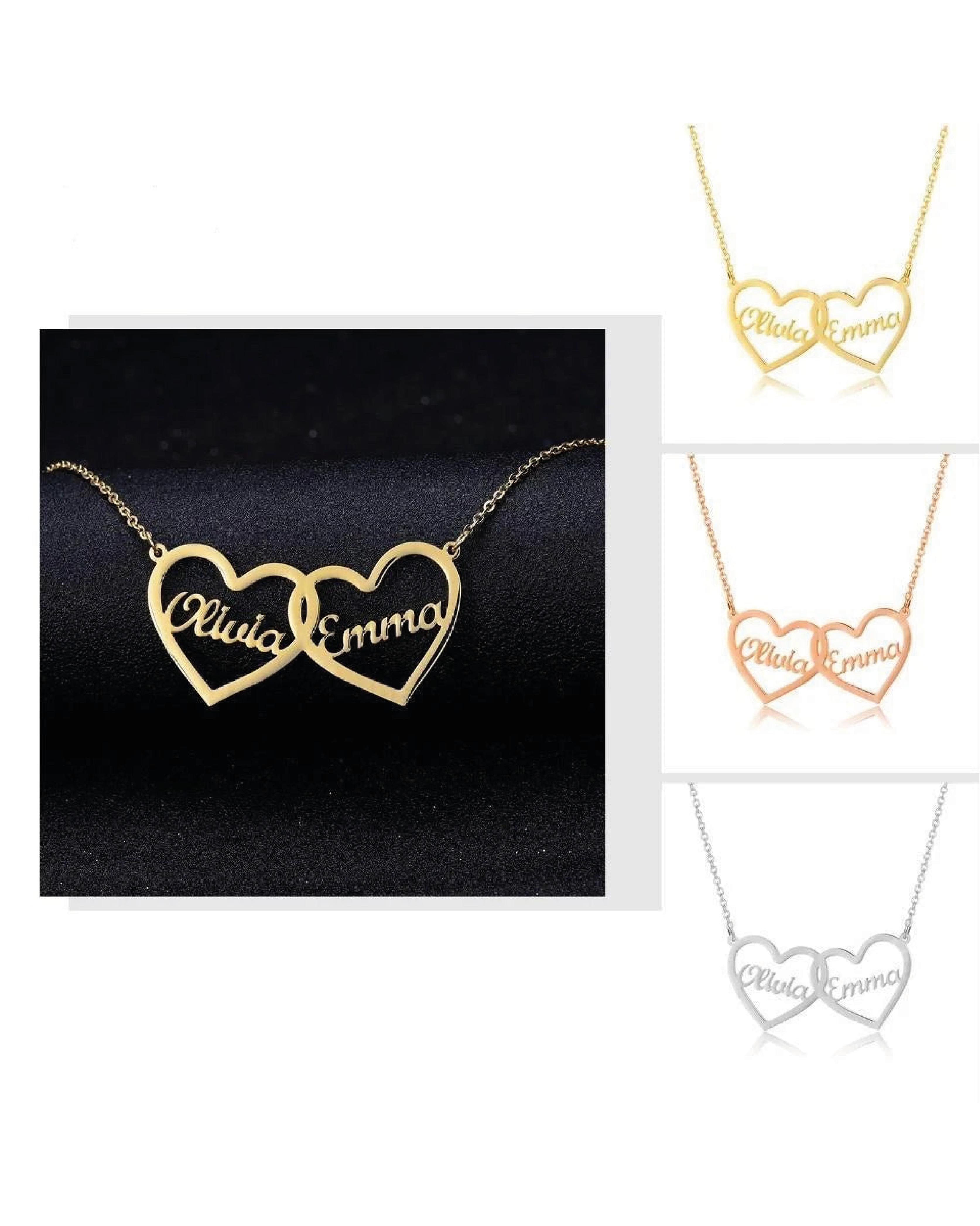 Double Heart Double Initial Pendant