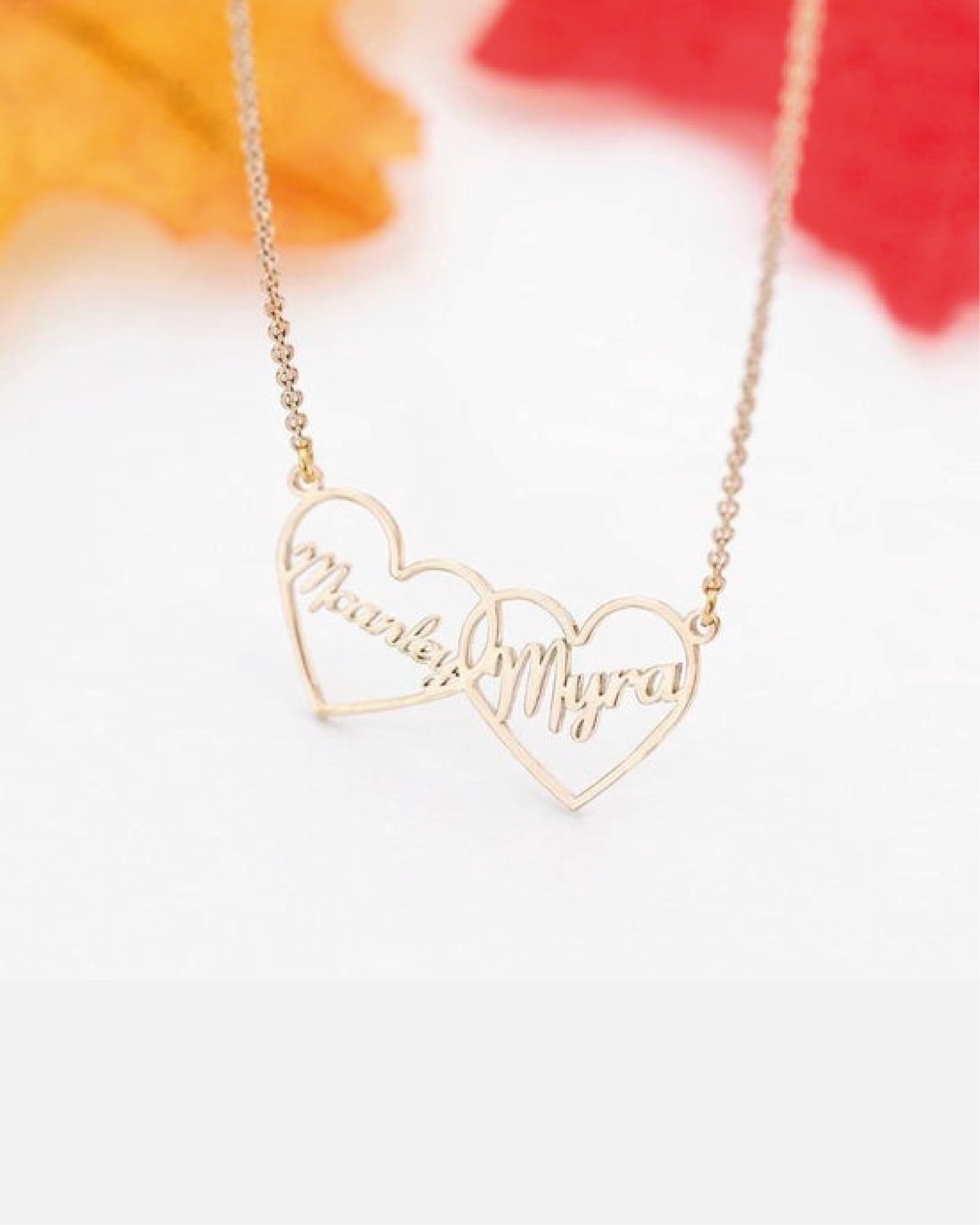 Double Heart Double Initial Pendant