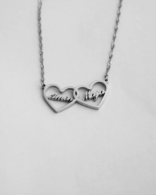 Double Heart Double Initial Pendant