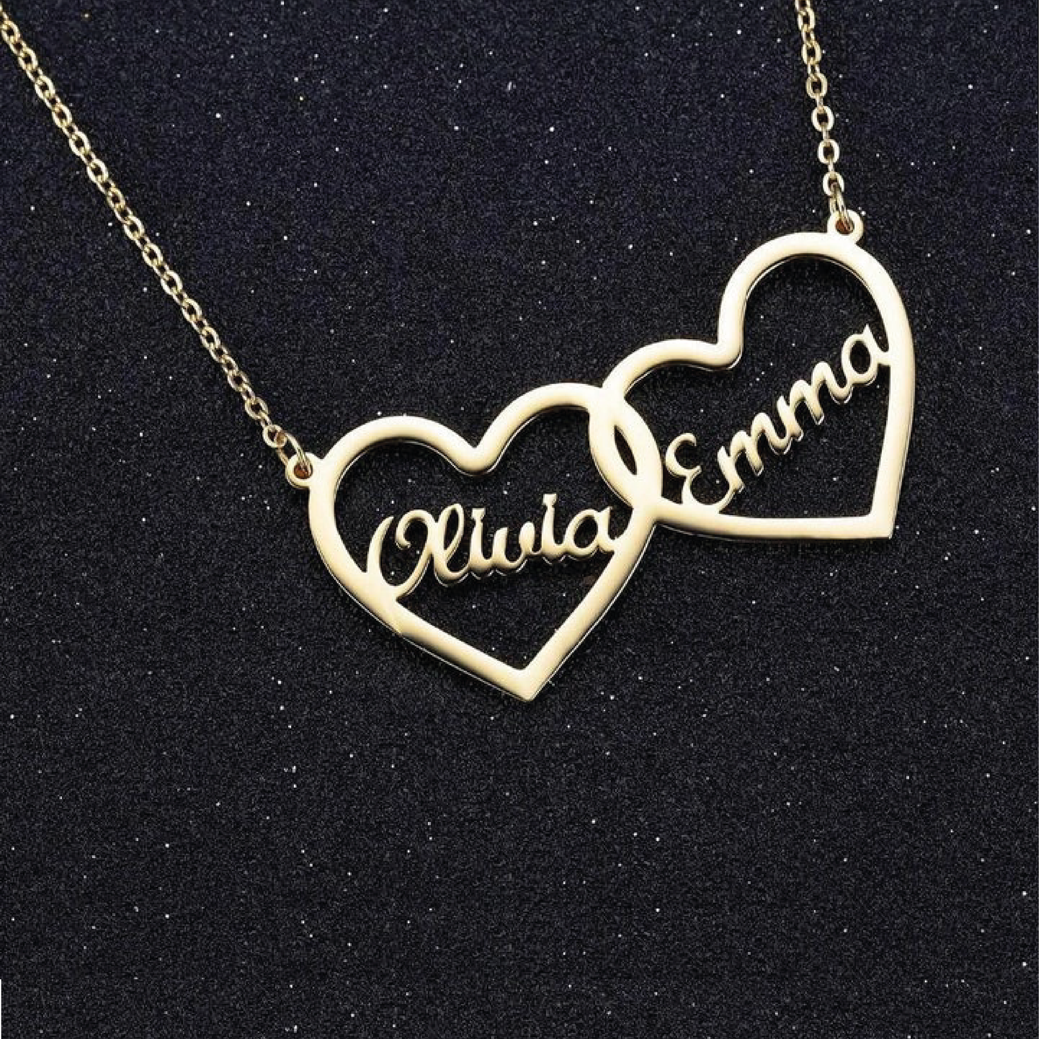 Double Heart Double Initial Pendant