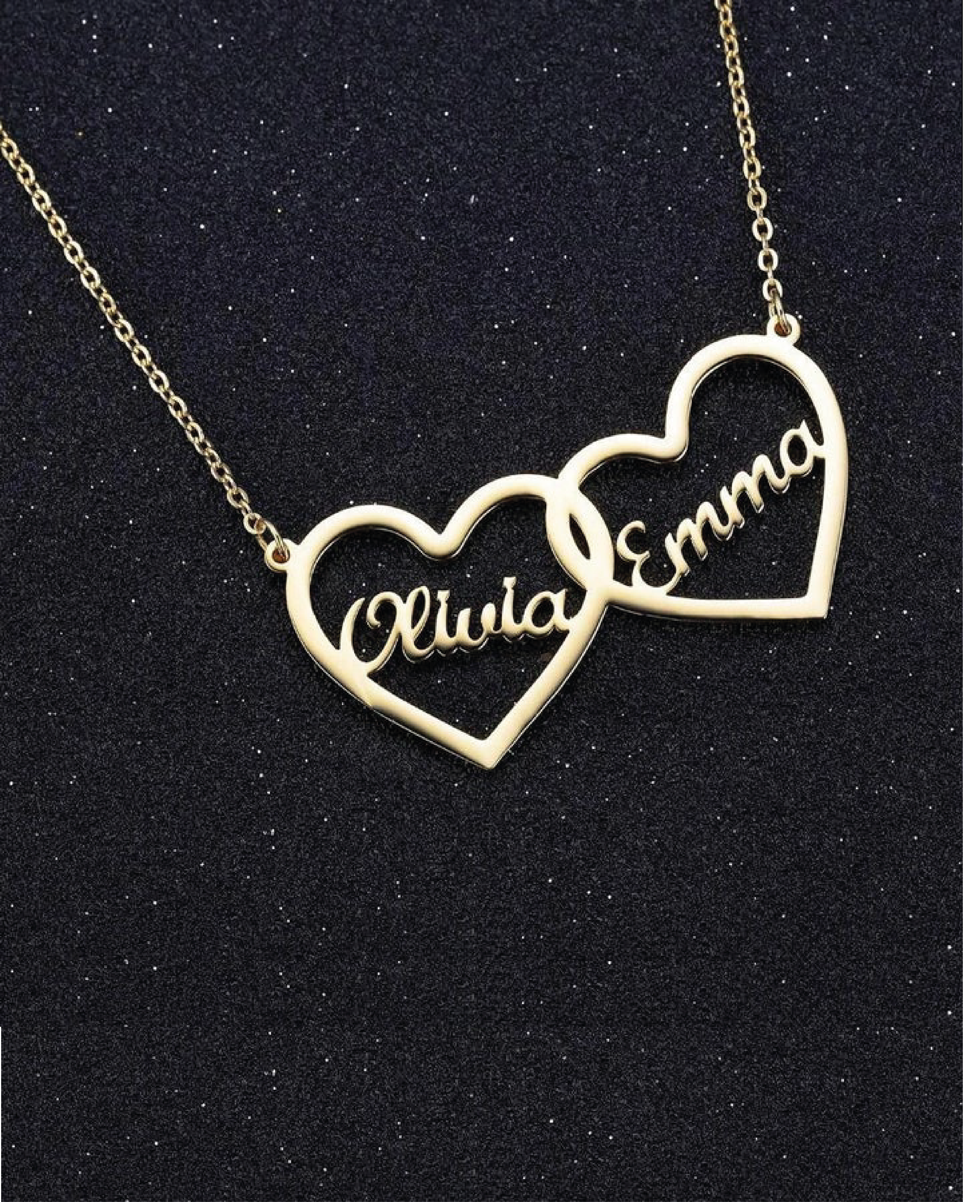 Double Heart Double Initial Pendant