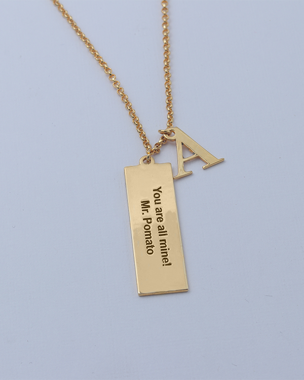 Personalised Tiny Tag Necklace With Initial
